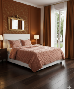 tarçın renk çift kişilik ponpon pike takımı