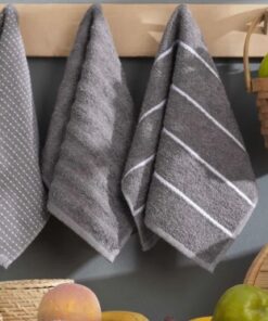 3'lü gri el ve mutfak havlu
