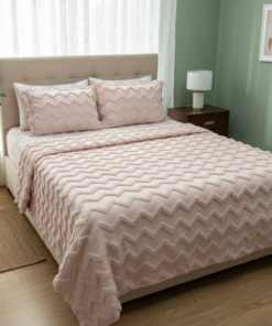 pembe çift kişilik ponpon pike takımı