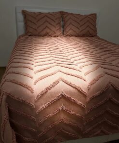 tarçın renk çift kişilik ponpon pike takımı