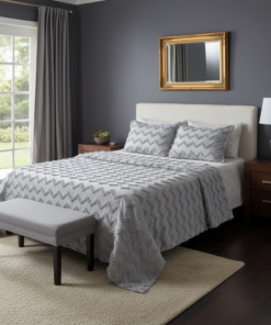 gri çift kişilik ponpon pike takımı