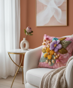 3 Boyutlu Altın Çiçekli Pembe Masal 1