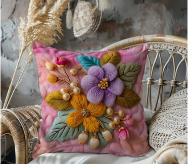 3 Boyutlu Altın Çiçekli Pembe Masal 2