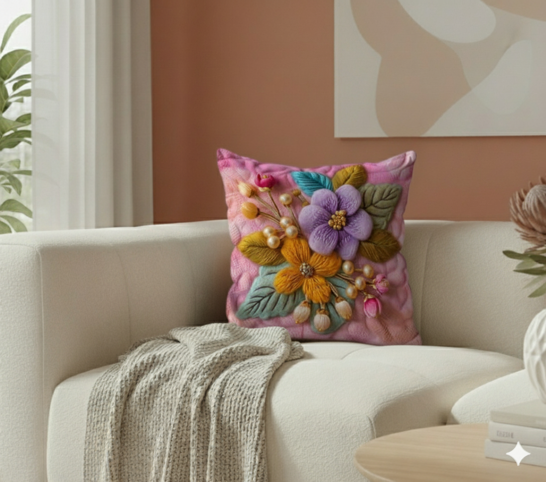 3 Boyutlu Altın Çiçekli Pembe Masal 3