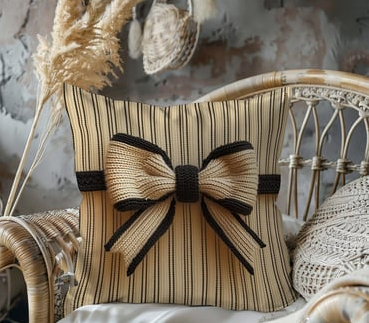 Bej ve Siyahın 3 Boyutlu Zarif Fiyonk - Görsel 2