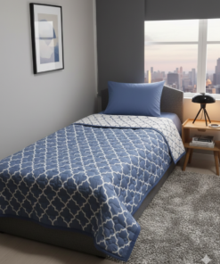 mavi desenli tek kişilik kapitone pike