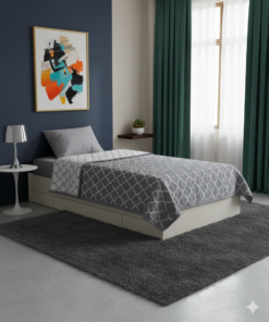 ntik desen gri kapitone sürpriz pike takımı tek kişilik